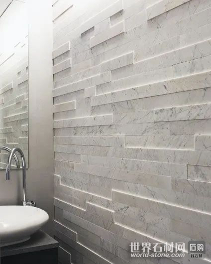 白色條形大理石凹凸飾面墻